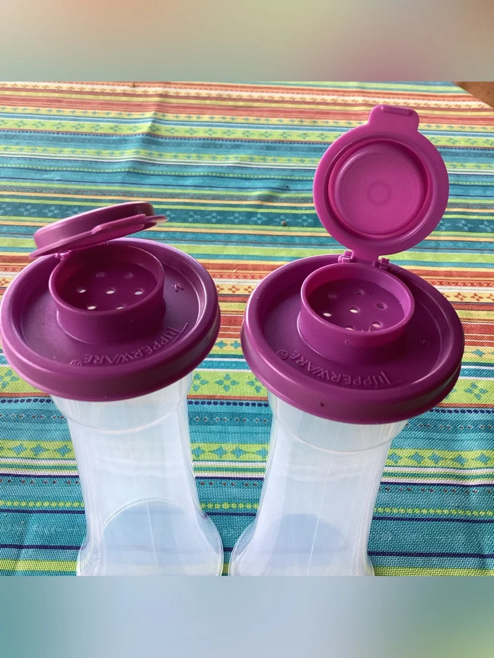 Tupperware Salt and Pepper Shakers - one set in Wild Mulberry